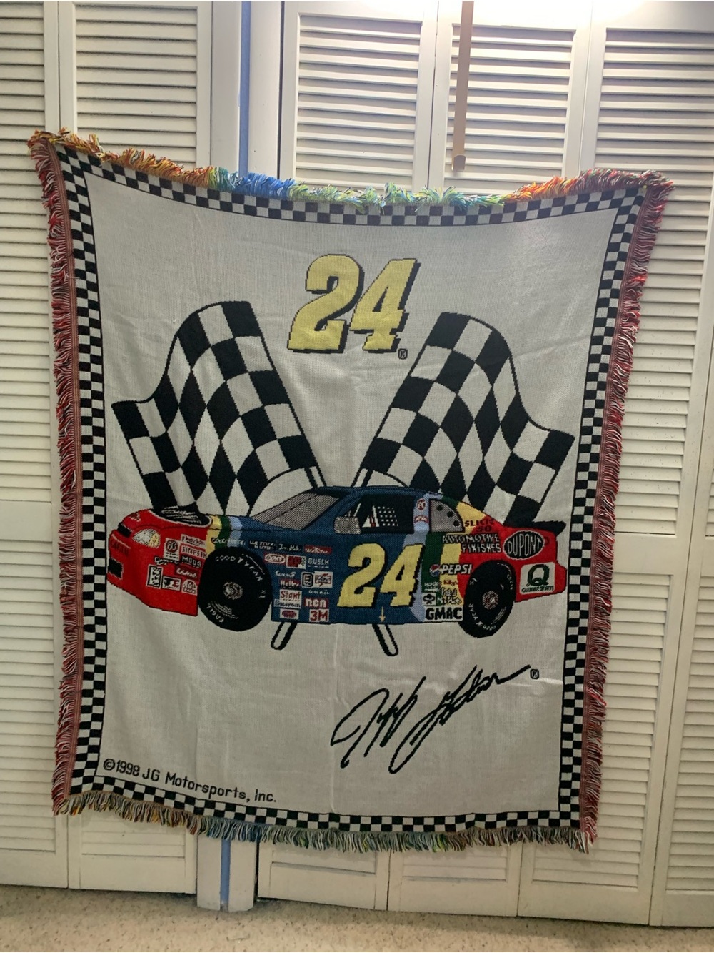 Vintage NASCAR Jeff Gordon 1998 Tapestry Look Throw Blanket
